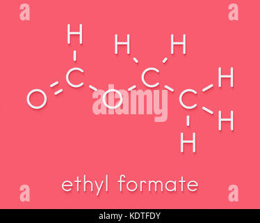 Ethyl formate (ethyl methanoate) molecule. Skeletal formula. Stock Photo