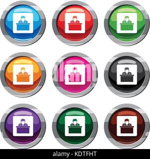 Orator speaking from tribune set 9 collection Stock Vector