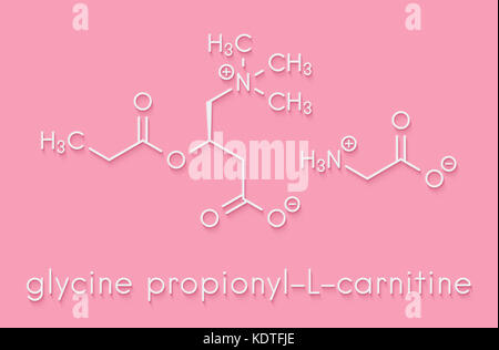 GPLC (glycine propionyl-L-carnitine) nutritional supplement molecule.  Skeletal formula. Stock Photo