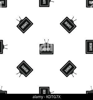 TV with the Debate inscription pattern seamless black Stock Vector