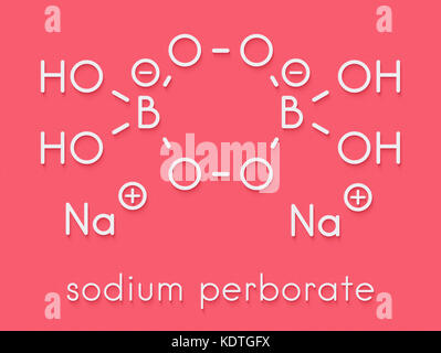 Sodium perborate. Used in detergents and bleaching products. Skeletal formula. Stock Photo