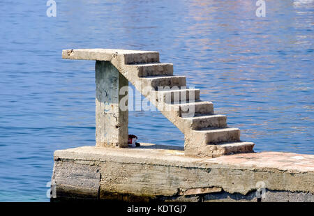 Saranda diving stand stairway to nowhere Saranda, Vlore County, Albania. Stock Photo