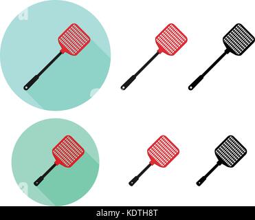 Set of Flyswatter icon in flat, vector design Stock Vector