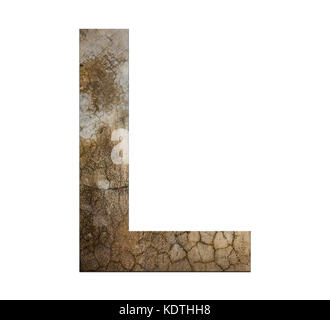 l letter cracked cement texture isolate Stock Photo