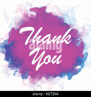 Thank you Text in Watercolor Background Stock Vector