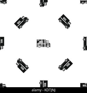 Mail truck pattern seamless black Stock Vector