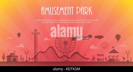 Amusement park - modern vector illustration with place for text Stock Vector
