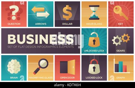 Business - set of flat design infographics elements Stock Vector