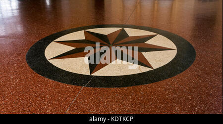 Compass picture on the granite floor,Armenia. Stock Photo