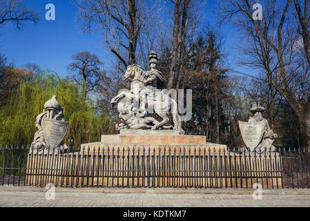 Statue of Polish king John III Sobieski in Royal Baths Park in Warsaw, Poland Stock Photo