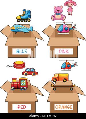 Different items in various colors illustration Stock Vector