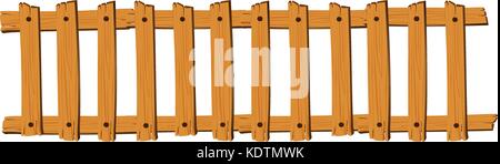 Seamless wooden fence on white background illustration Stock Vector