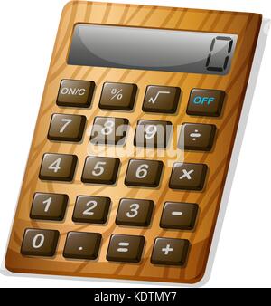 Calculator with wooden frame illustration Stock Vector
