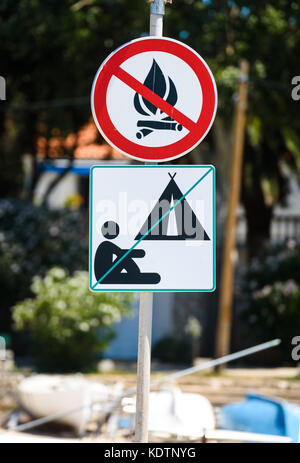 Round Signs Highway Code ban on open fire sign, crossed out matchstick in a circle ban on open ...