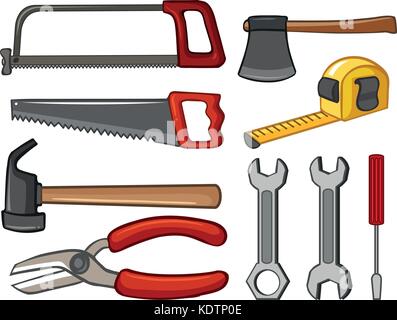 Different types of handtools illustration Stock Vector