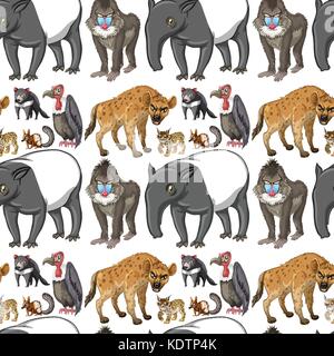 Seamless background design with wild vulture illustration Stock Vector ...