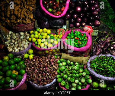 Fruit and vegetables at the wet market in Kandy Sri Lanka Stock Photo