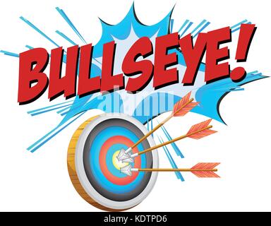 Bullseye with arrows on dartboard illustration Stock Vector