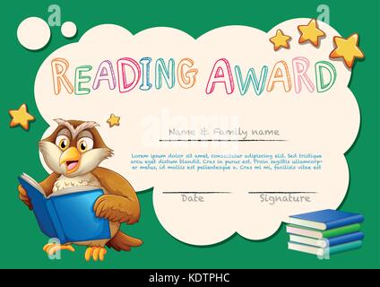 Certificate template for reading award illustration Stock Vector Image ...