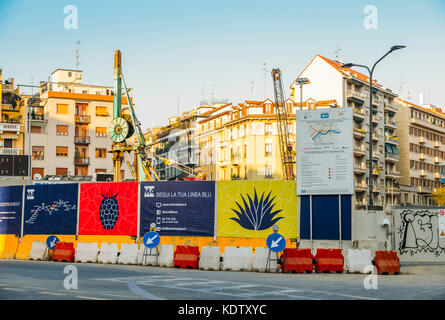 Milan, Italy. 15th Oct, 2017. The new Line 4, built entirely underground and 15 km long from Linate to Lorenteggio, will provide a fast connection along the east/south-west route passing through the historical centre of the city and connecting Linate Airport Credit: Alexandre Rotenberg/Alamy Live News Stock Photo