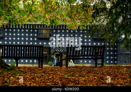 Preston, UK. 16th Oct, 2017. UK Weather. The calm before the storm at a sun drenched Samlesbury Hall, Preston as Hurricane Ophelia approaches the North West of England. Picture by Credit: Paul Heyes/Alamy Live News