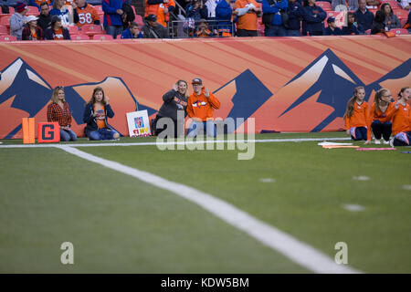 October 15, 2017: Denver Broncos fans during pre-game warm up of an NFL week 6 matchup between the New York Giants and the Denver Broncos at Sports Authority Field at Mile High Stadium Denver CO, Scott D Stivason/Cal Sport Media Stock Photo