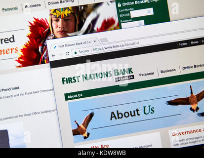 MONTREAL, CANADA - OCTOBER 12, 2017: Web page of Canadian bank FNBC. First Nations Bank of Canada FNBC is the first Canadian chartered bank to be inde Stock Photo