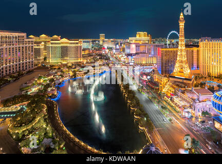 Aerial view of night illumination Las Vegas strip Stock Photo - Alamy