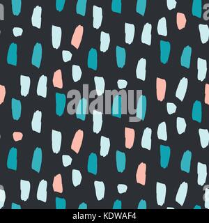 Acryl paint brushstrokes seamless vector blue purple pattern. Stock Vector