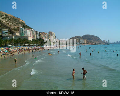 Postiguet Beach, Alicante, Alicante Province, Spain Stock Photo