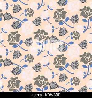 Pale rose pink and grey floral pattern seamless vector. Stock Vector