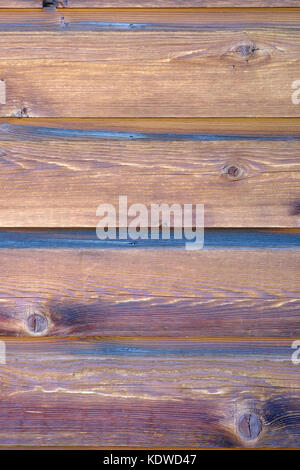 Weathered timber boards showing detail of wood grain and knots Stock Photo