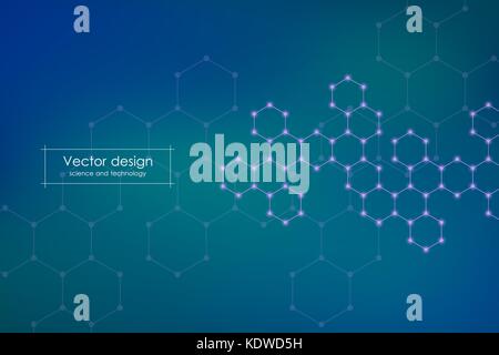 Abstract hexagonal molecule background, genetic and chemical compounds, scientific or technological concept vector illustration Stock Vector
