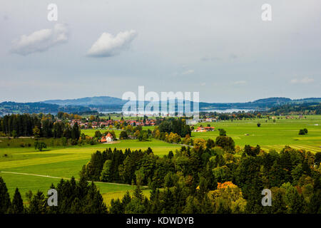 Schwangau seen from Neuschwanstein Castle, in Bavaria, Germany Stock Photo