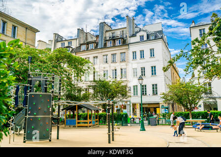 Local park with a children's playground in Paris, France Stock Photo