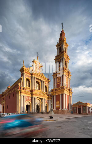 Iglesia San Francisco de Asis at dusk, Salta, Argentina Stock Photo