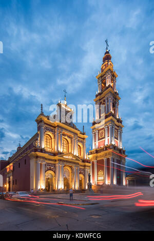 Iglesia San Francisco de Asis at dusk, Salta, Argentina Stock Photo