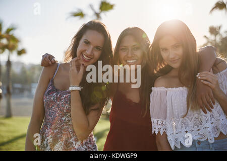 Trio attractive carefree young women hi-res stock photography and images -  Alamy