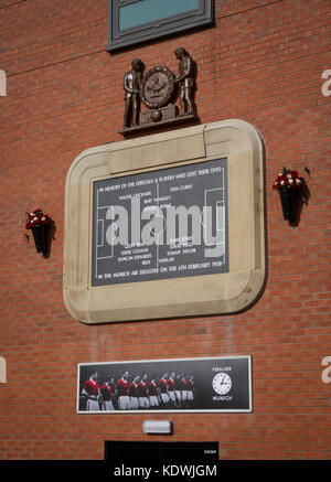 Memorial at Old Trafford Football Stadium for the Munich Air Disaster Stock Photo