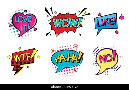 Comic pop art speech bubbles set Stock Vector