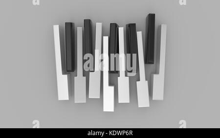 Piano keys isolated on the gray background. 3D art render illustration. Stock Photo