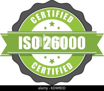ISO 26000 standard certificate badge - Social responsibility Stock Vector