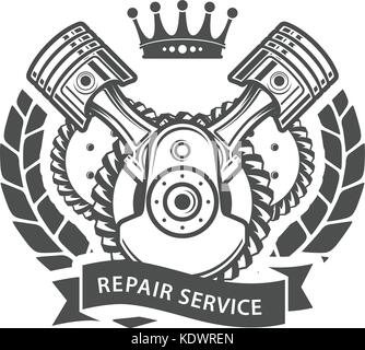 Auto repair service emblem - symbolic engine Stock Vector