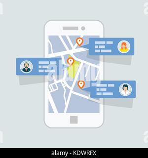 Location check-in on map - mobile gps navigation Stock Vector