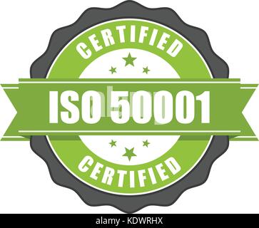 ISO 50001 standard certificate badge - Energy management Stock Vector