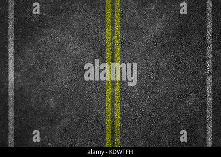 Asphalt Road Texture with White Stripes and yellow Stock Photo