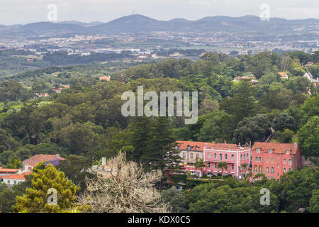 Old Buildings and vegetation in Sintra village, Portugal Stock Photo