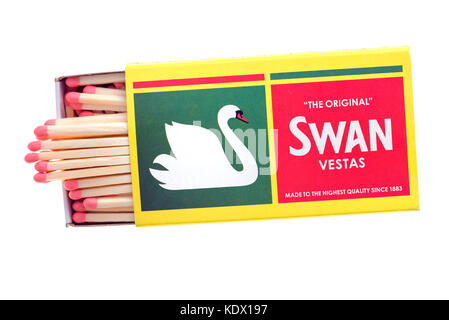 Swan Vestas matches, cut out or isolated on a white background, UK. Stock Photo