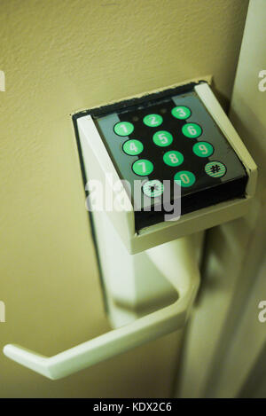 Digital keyboard lock, hotel room, Paris, France Stock Photo