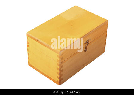 closed wooden box isolated on white background for your design Stock Photo